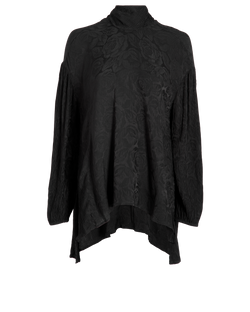 Chloe Floral Tie-Neck Blouse, Viscose/Silk, Black, UK 12, 3*
