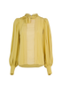 Chloe Tie-Neck Blouse, &pound;70, Clothing, Yellow, Cotton/Silk, Front view