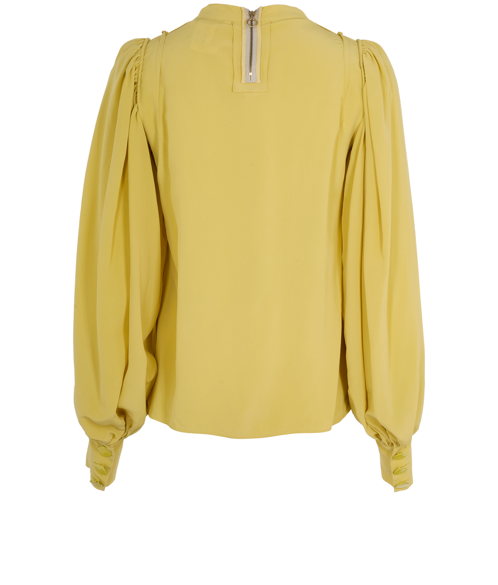 Chloe Tie-Neck Blouse, &pound;70, Clothing, Yellow, Cotton/Silk, Back view