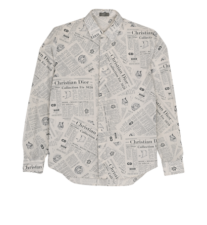 Christian Dior X Arsham Newspaper Shirt, &pound;450, Clothing, Black/White, Cotton, Front view