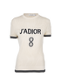 Christian Dior J'Adior Perforated Top, &pound;350, Clothing, Cream/Navy, Cotton, Front view