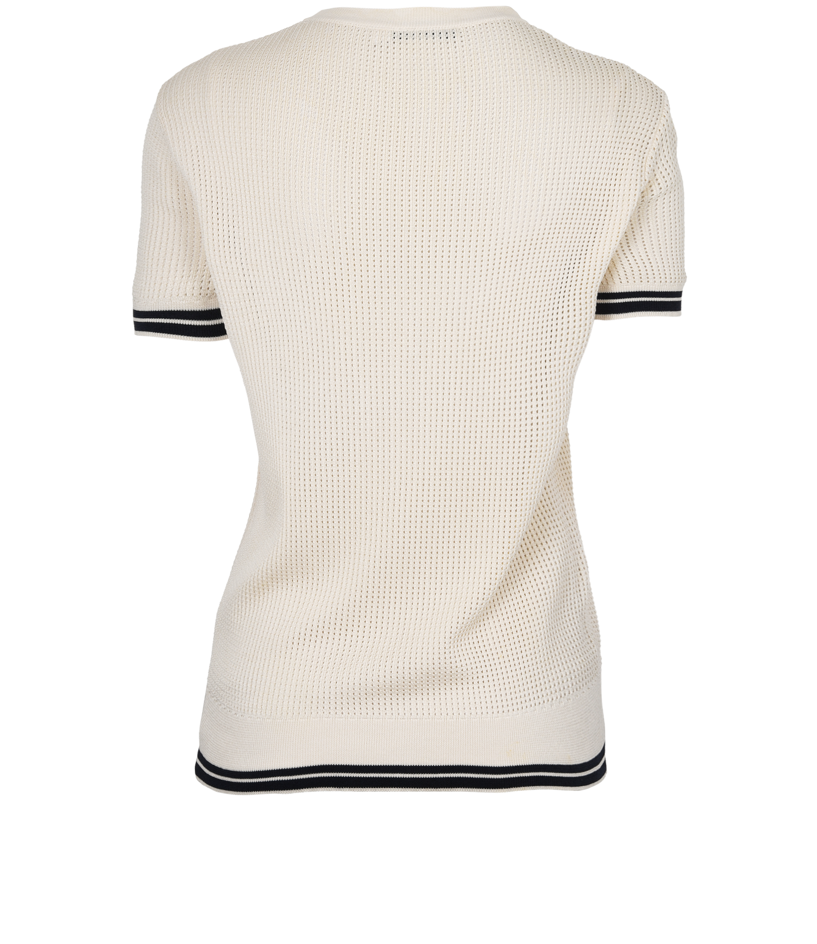 Christian Dior J'Adior Perforated Top, &pound;350, Clothing, Cream/Navy, Cotton, Back view