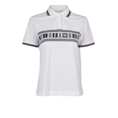 Christian Dior Dioramour Logo Polo Shirt, &pound;180, Clothing, Black/Grey/Red/White, Cotton, Front view