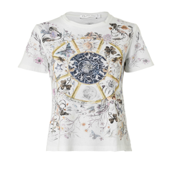 Christian Dior Zodiac T-Shirt, Cotton, White/Multi, Sz S, 2*