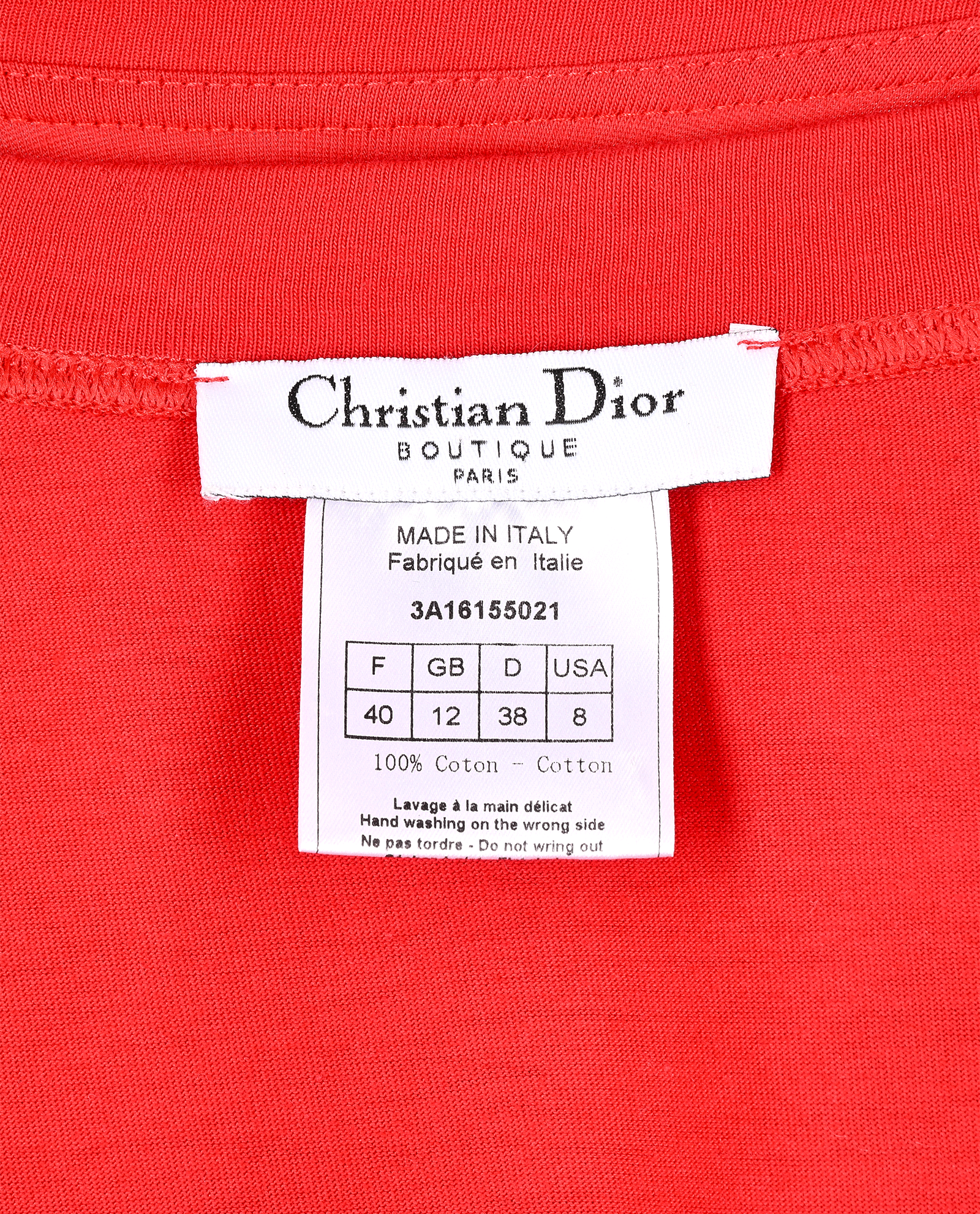 Christian Dior J'Adore T-Shirt, &pound;295, Clothing, Black/Red, Cotton, Other view