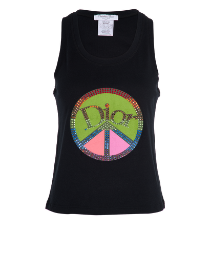 Christian Dior Peace Sign Top, &pound;150, Clothing, Black, Cotton/Crystal, Front view