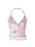 Christian Dior Oblique Halterneck Top, &pound;180, Clothing, Pink/White, Viscose, Front view