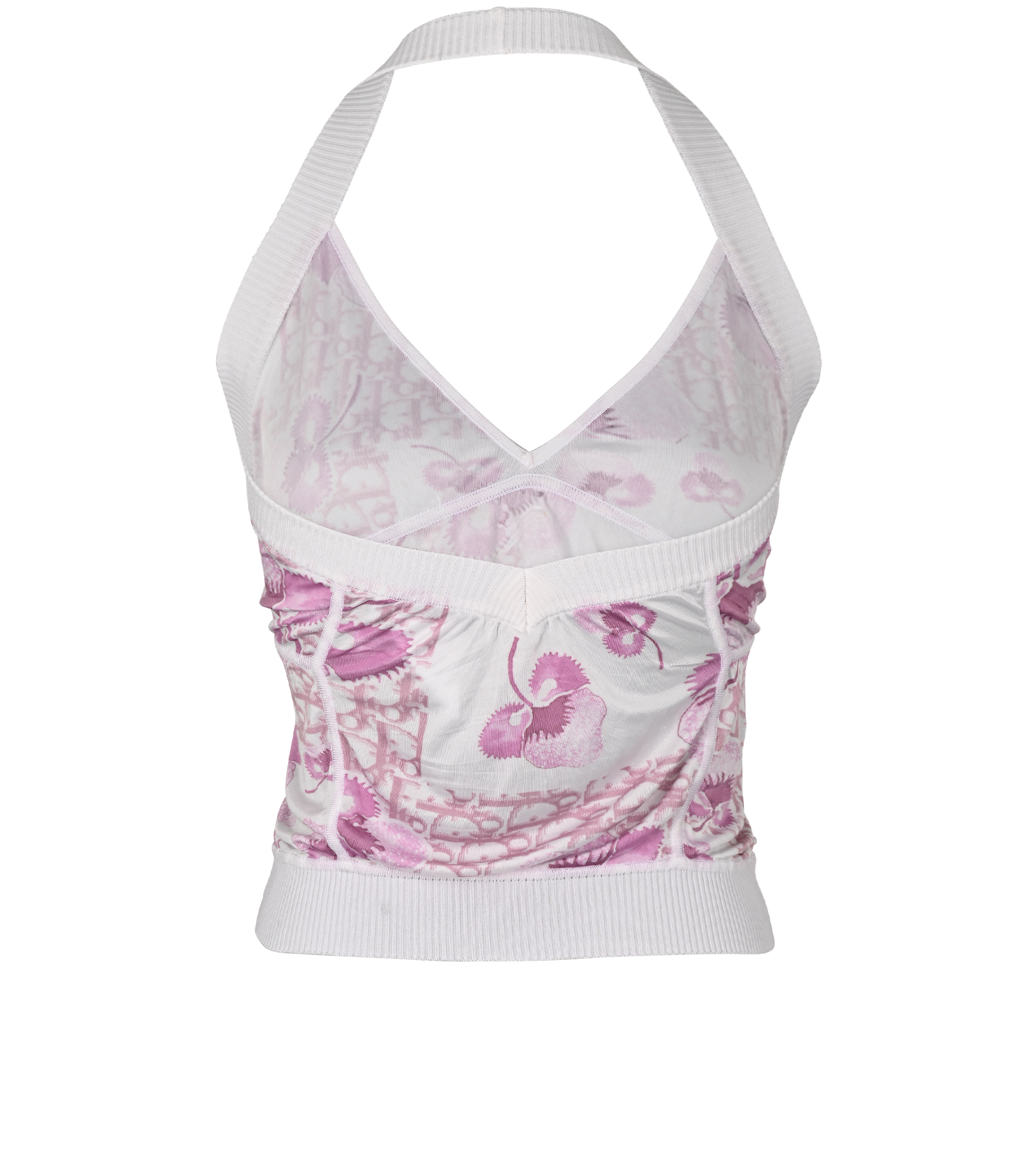 Christian Dior Oblique Halterneck Top, &pound;180, Clothing, Pink/White, Viscose, Back view