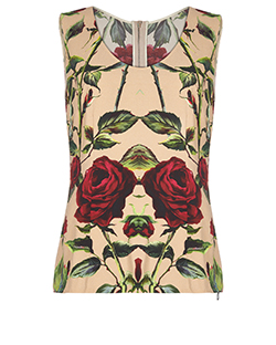 Dolce & Gabbana Rose Printed Sleeveless Top, Viscose, Orange, 16, 2*