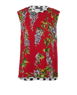 Dolce & Gabbana Wisteria Sleeveless Top- UK8, Viscose, Red/White, 3*