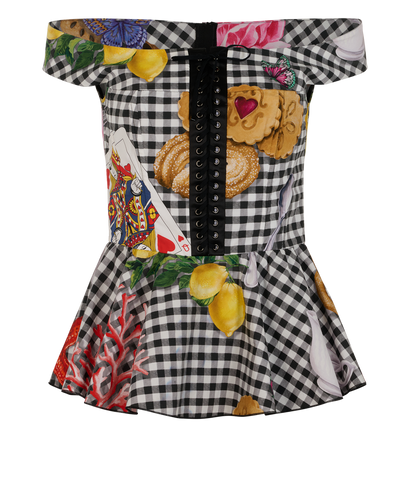 Dolce & Gabbana Corset Blouse, &pound;120, Clothing, Black/Red, Cotton/Silk, Front view