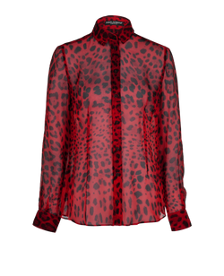 Dolce & Gabbana Leopard Print Shirt, Silk, Red/Black, UK10, 3*