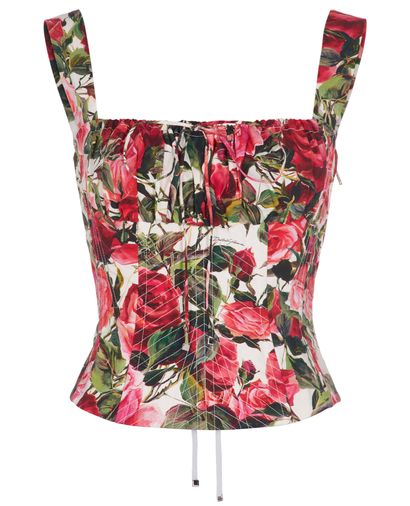 Dolce & Gabbana Lace Up Floral Print Corset, front view