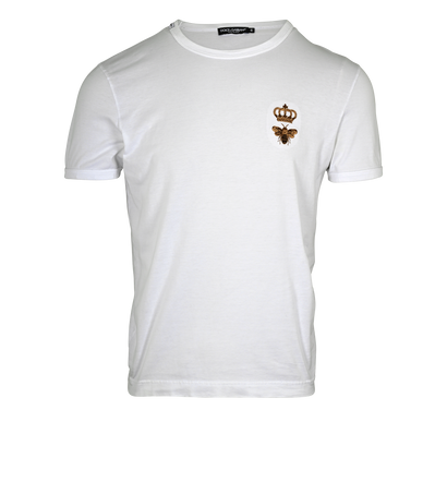Dolce & Gabbana King Bee Embroidered T-Shirt, &pound;180, Clothing, White, Cotton, Front view