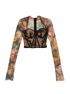 Dolce & Gabbana Long Sleeve Mesh Floral Corset Top, front view