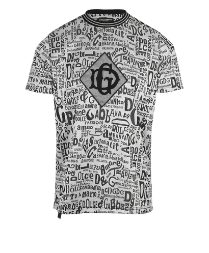 Dolce & Gabbana Lettering Print T-Shirt, &pound;110, Clothing, Black/Silver, Cotton, Front view