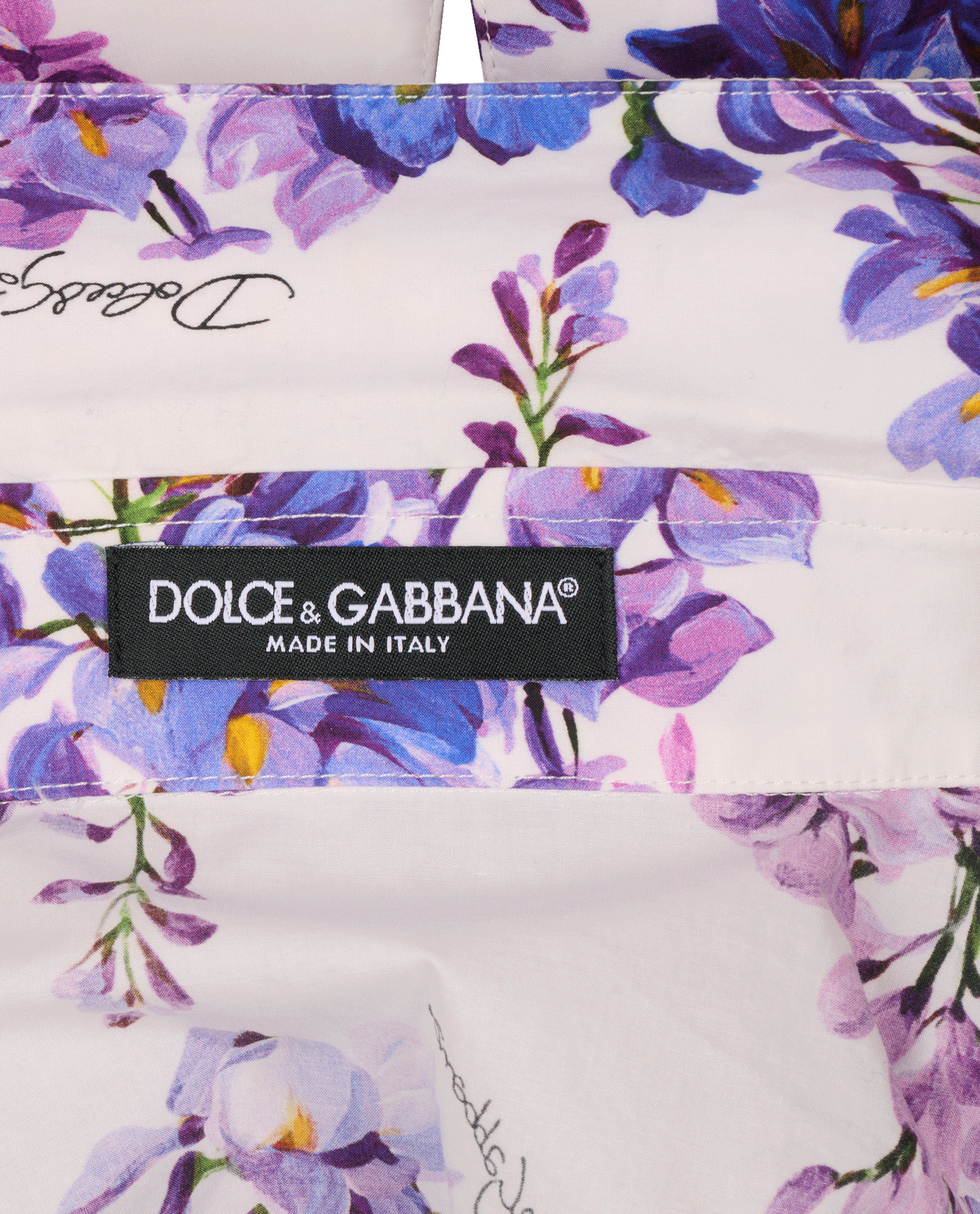 Dolce & Gabbana Floral Tie Waist Crop Shirt, &pound;250, Clothing, Purple/White, Cotton, Other view