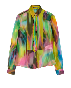 Dolce & Gabbana Ruffle Pleated Blouse, Silk, Multi, UK 6, 3*