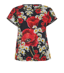 Dolce & Gabbana Poppies Daisies Top, Cotton, Multi, UK12, 3*