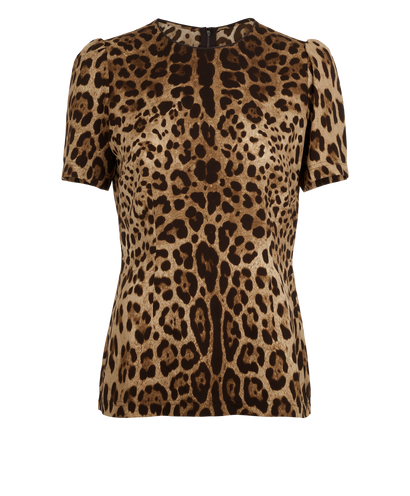 Dolce & Gabbana Leopard Print Top, &pound;195, Clothing, Beige/Brown, Silk, Front view
