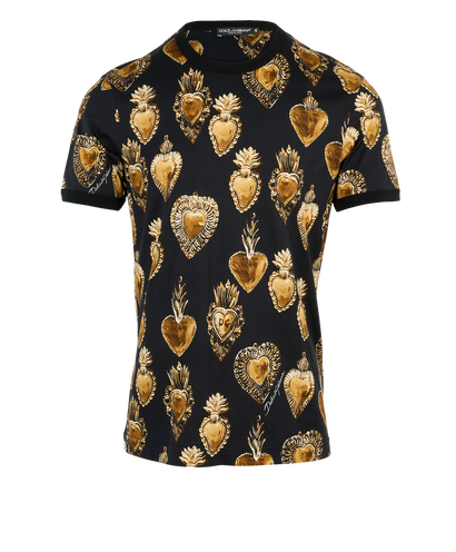 Dolce & Gabbana Sacred Heart Print T-Shirt, &pound;110, Clothing, Black, Cotton, Front view