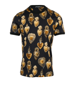 Dolce & Gabbana Sacred Heart Print T-Shirt, Mens, Cotton, Black, Sz M, 3*