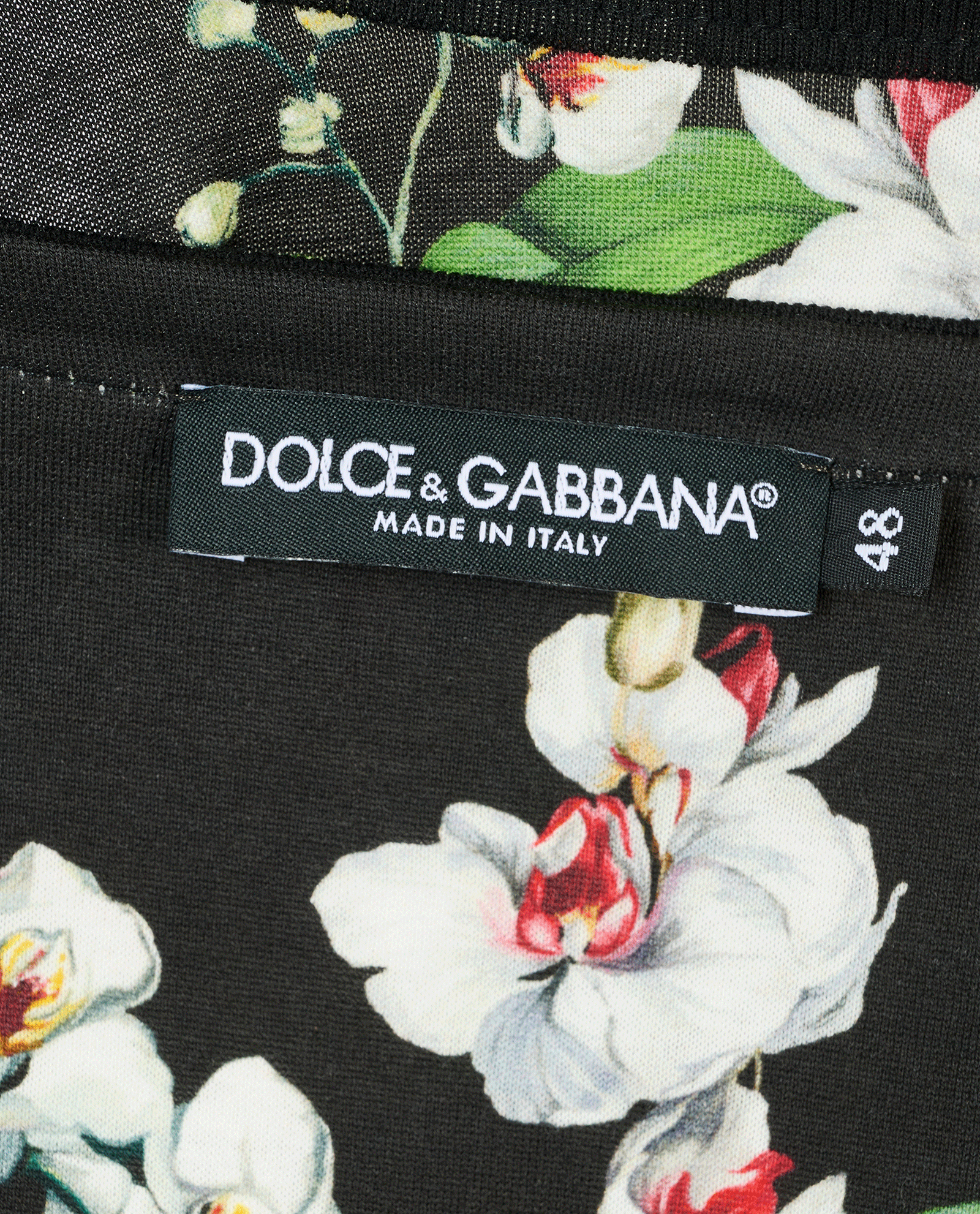 Dolce & Gabbana Floral Print T-Shirt, &pound;90, Clothing, Black/Green/White, Cotton, Other view