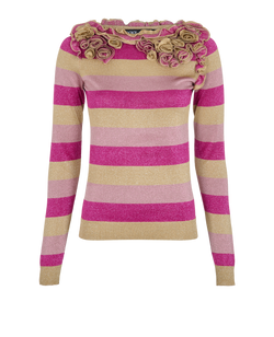 Dolce & Gabbana Rose Top, Viscose, Pink/Gold, UK8, 2*