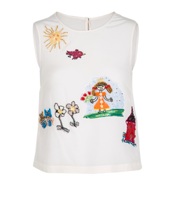 Dolce & Gabbana Embroidered Top, Silk, Cream, UK6, 2*