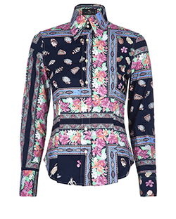 Etro Printed Floral Shirt, Cotton, Navy, 8, 2*