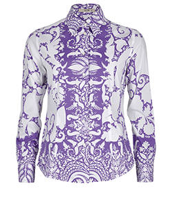 Etro Fitted Shirt, Cotton, Purple/White, 12, 3*