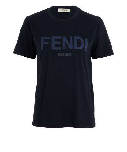 Fendi Logo T-Shirt, &pound;160, Clothing, Navy, Cotton, Front view