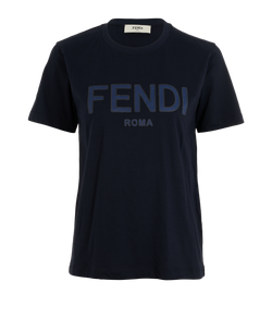 Fendi Logo T-Shirt, Cotton, Navy, UK S, 3*