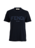 Fendi Logo T-Shirt, &pound;160, Clothing, Navy, Cotton, Front view