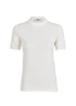 Fendi Logo Ribbed Short Sleeve Top, &pound;190, Clothing, White, Polyester (Polymer)/Viscose, Front view