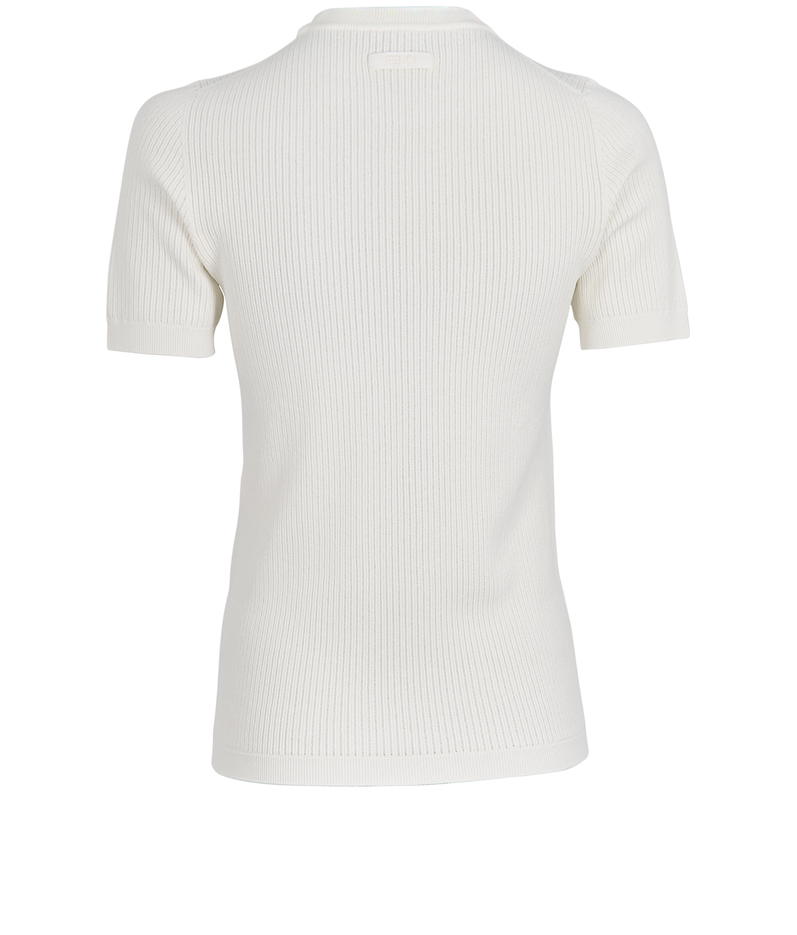Fendi Logo Ribbed Short Sleeve Top, &pound;190, Clothing, White, Polyester (Polymer)/Viscose, Back view