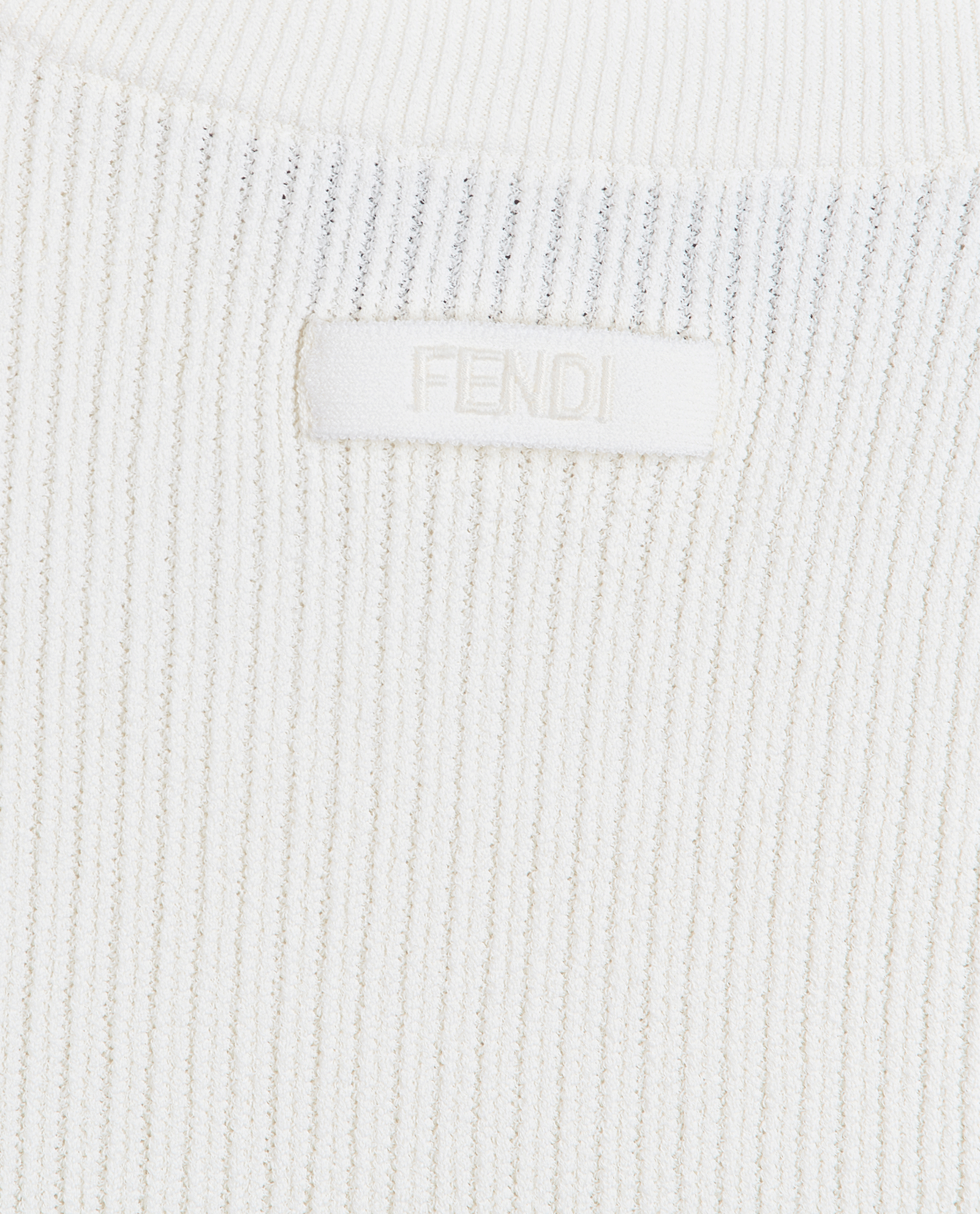 Fendi Logo Ribbed Short Sleeve Top, &pound;190, Clothing, White, Polyester (Polymer)/Viscose, Other view