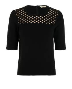 Fendi Perforated Short Sleeve Top, Viscose, Blk, UK6, 3*