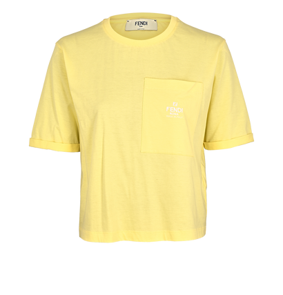 Fendi Cropped Front Pocket T-Shirt, £140, Clothing, Yellow, Cotton, Front view