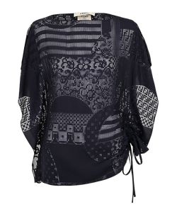 Fendi Devore Top, Viscose/Silk, Blue, UK6, 2*