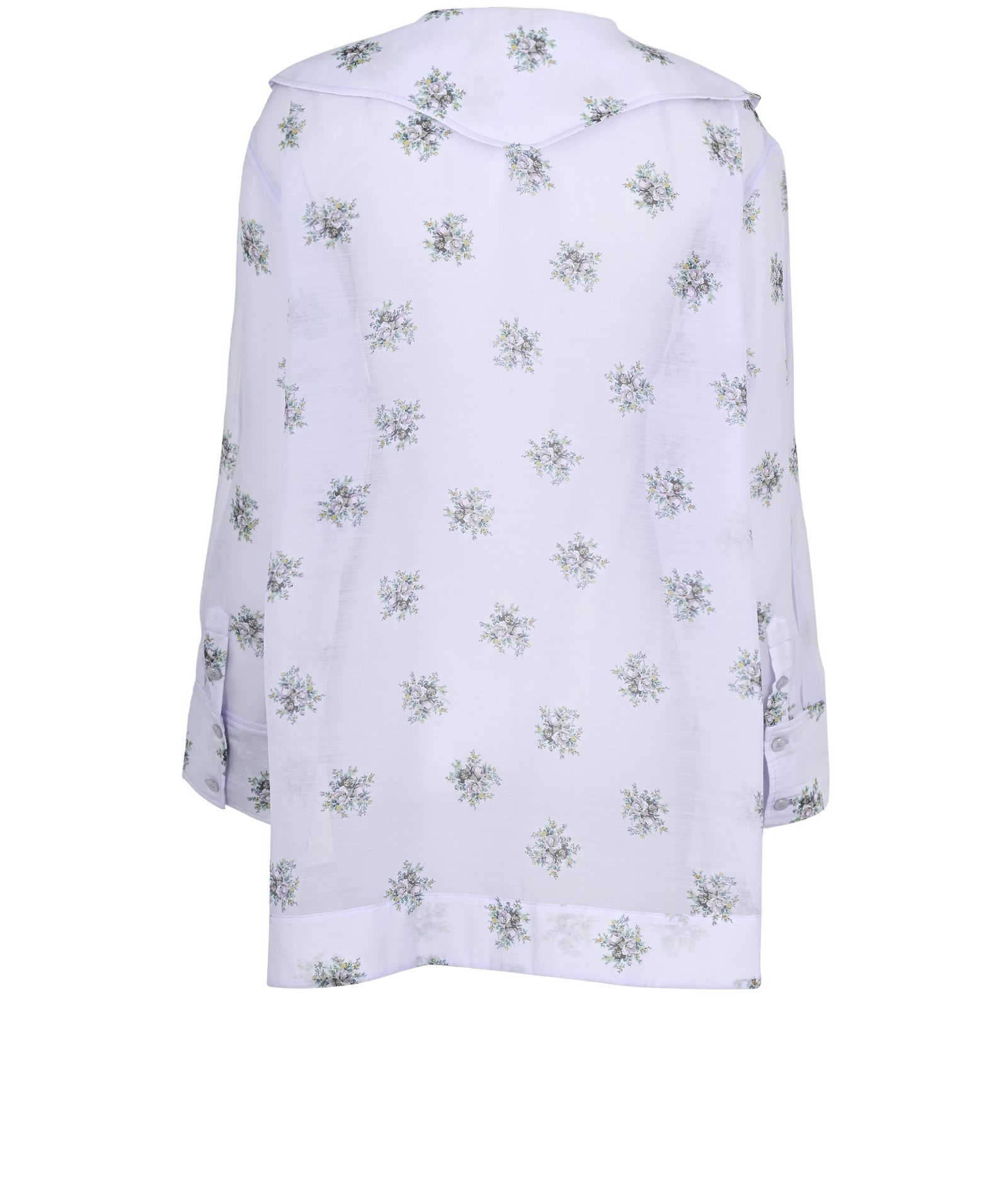Ganni Floral Sheer Shirt, &pound;40, Clothing, Light Blue, Polyester (Polymer), Back view