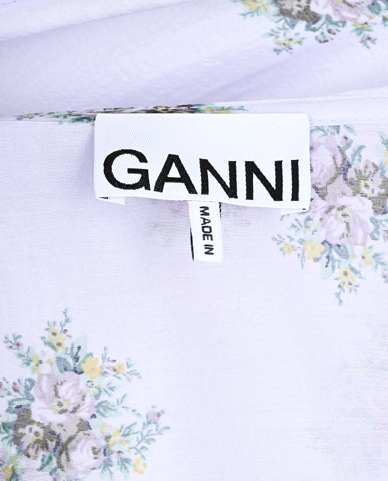 Ganni Floral Sheer Shirt, &pound;40, Clothing, Light Blue, Polyester (Polymer), Other view