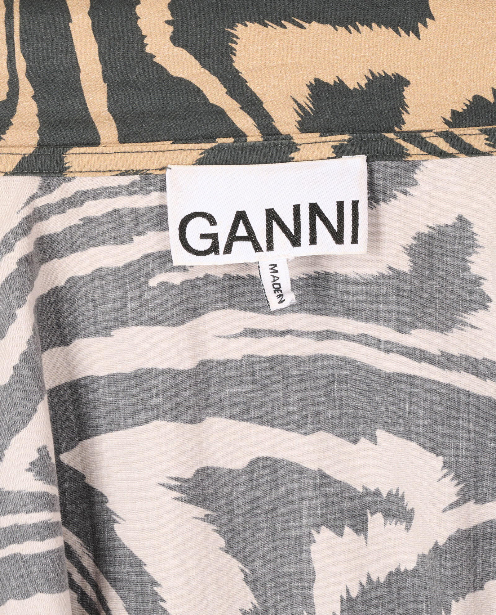 Ganni Tiger Print Wrap Blouse, &pound;60, Clothing, Black/Brown, Cotton, Other view