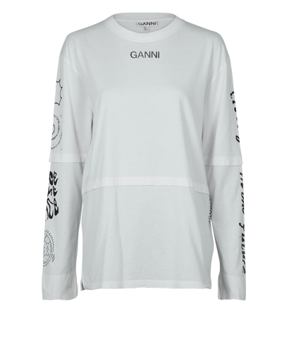 Ganni 'Living In The Future' Long Sleeve Top, front view