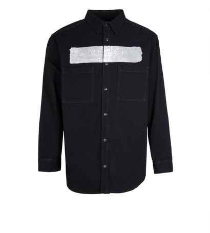 Givenchy Silver Logo Denim Shirt, front view