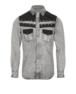 Givenchy Acid Wash Button Up, Mens, Cotton, Grey, Sz S, 3*