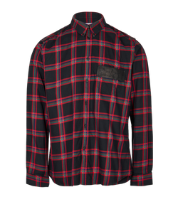 Givenchy Tartan Stars Shirt, Men, Cotton, Black/Red, Sz L, 3*
