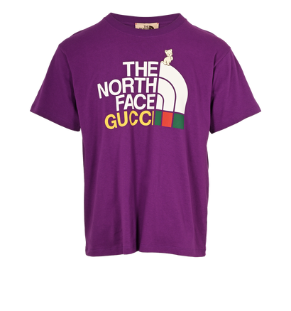 Gucci x North Face Cat Print T-Shirt, £170, Clothing, Purple, Cotton, Front view