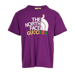 Gucci x North Face Cat Print T-Shirt, Mens, Cotton, Purple, Sz XS, 2*