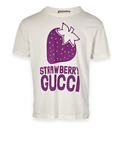Gucci Strawberry T-Shirt, &pound;150, Clothing, Purple/White, Cotton, Front view